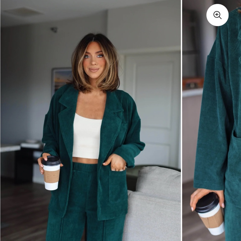 Teal Corduroy Blazer and Pants Set